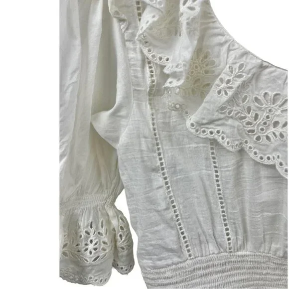 Aritzia Sunday Best White Lady Broderie Peasant Prairie Voile Blouse Size S - Picture 11 of 11
